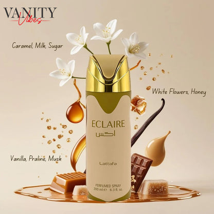 Lattafa Eclaire Eau de Parfum Body Spray 200 ml Long-Lasting Freshness & Sweet Gourmand Fragrance