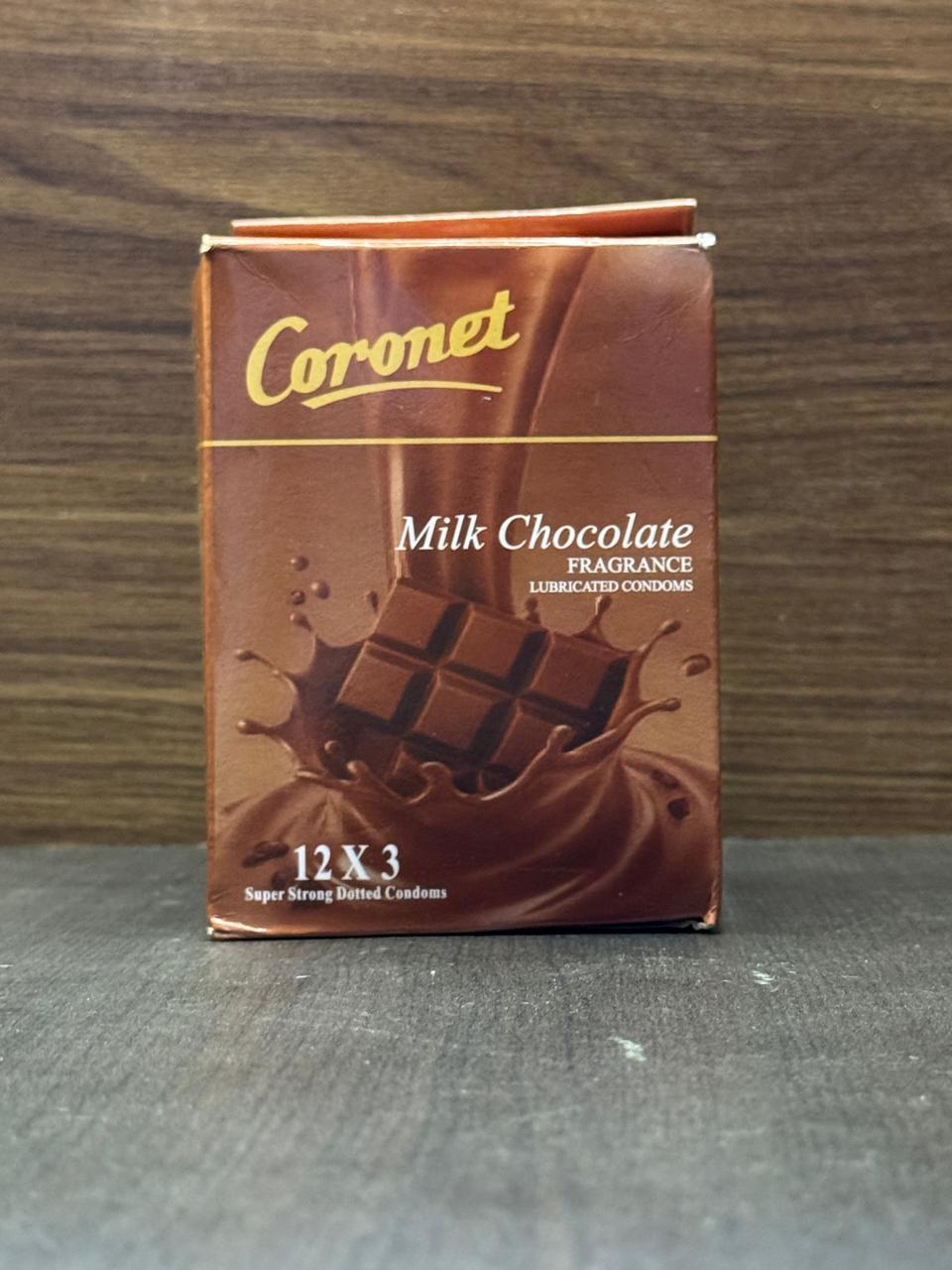 INNO Coronet Milk Chocolate Lubricated Condoms 36 Pcs (12 x 3 Packs) - Ultra Smooth, Flavored, Safe & Comfortable Protection 