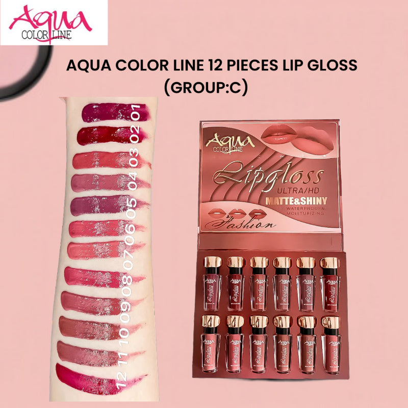 Aqua Color Line 12 Pieces Lip Gloss (Group:C)
