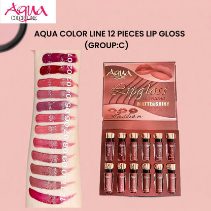 Aqua Color Line 12 Pieces Lip Gloss (Group:C)