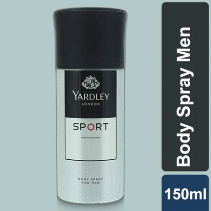 Yardley London Sport Body Spray for Men 150 ml Energetic Masculine Fragrance & Long‑Lasting Freshness