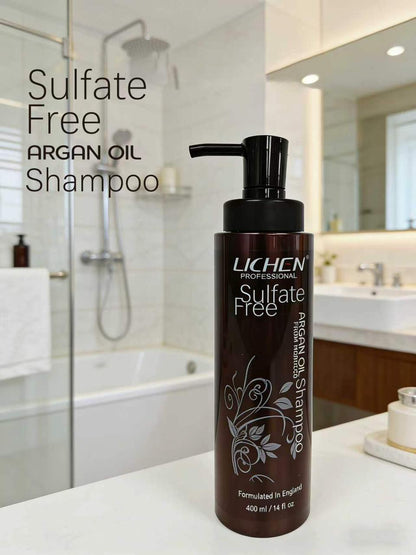Lichen Sulphate Free Argan Oil Shampoo 400ml - Deep Nourishing Hair Care for Soft, Smooth, Frizz Free & Shiny Hair