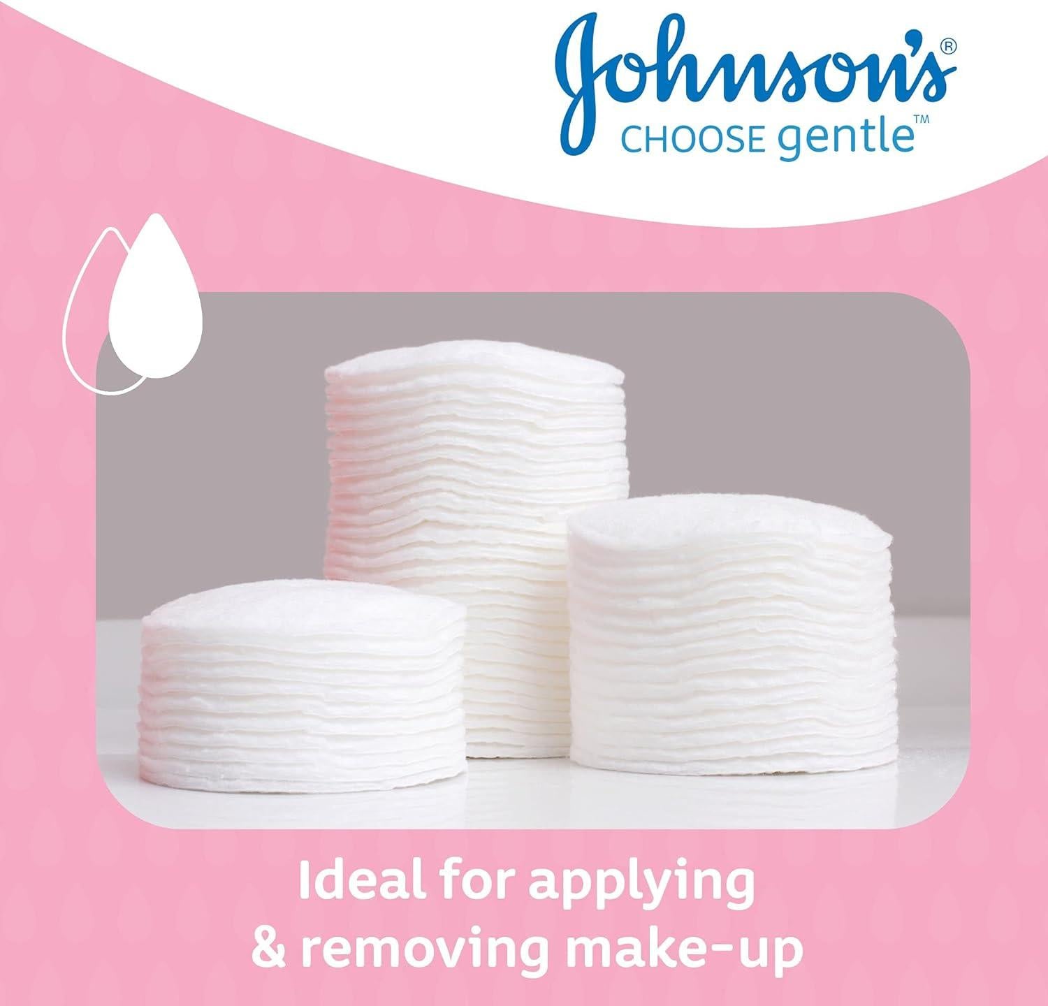Johnson's Baby Cotton Pads 50pcs - Specially Designed for Cleaning Delicate Areas Gently