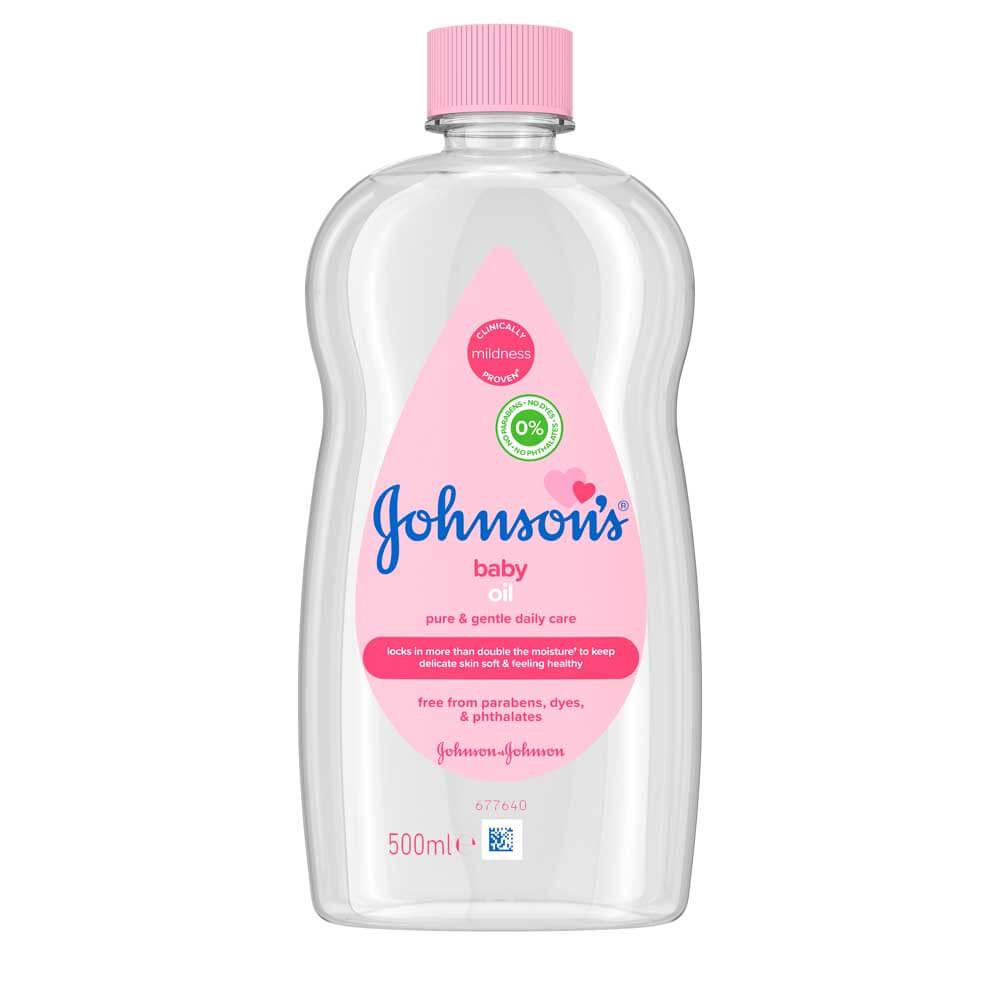 Johnson’s Baby Oil Pure & Gentle Daily Care 500ml – Lightweight Moisturizing Baby Oil for Soft Smooth Skin, Gentle Hydration,