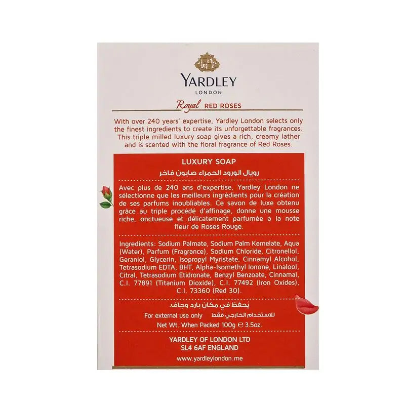 Yardley Royal Red Roses Luxury Soap 100g