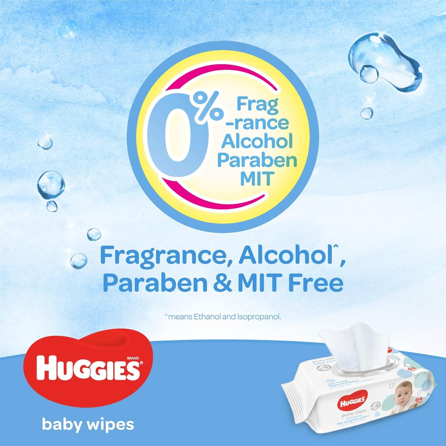 Huggies Pure Clean Baby Wipes 64 Sheets – Gentle Unscented Soft & Safe Skin Care for Newborns