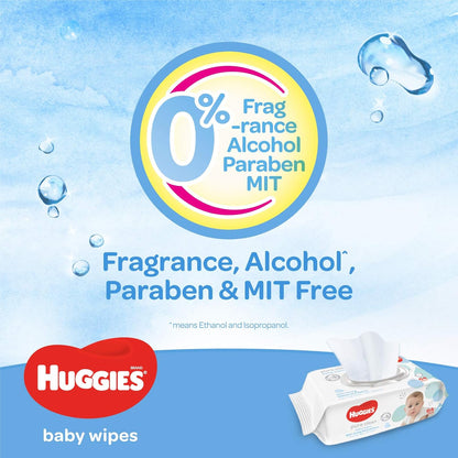 Huggies Pure Clean Baby Wipes 64 Sheets – Gentle Unscented Soft & Safe Skin Care for Newborns