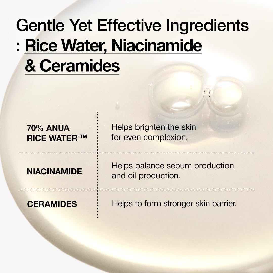 Anua Rice 70 + Ceramide Glow Milky Toner 250 ml Brightening Hydration & Skin Barrier Support (K Beauty)