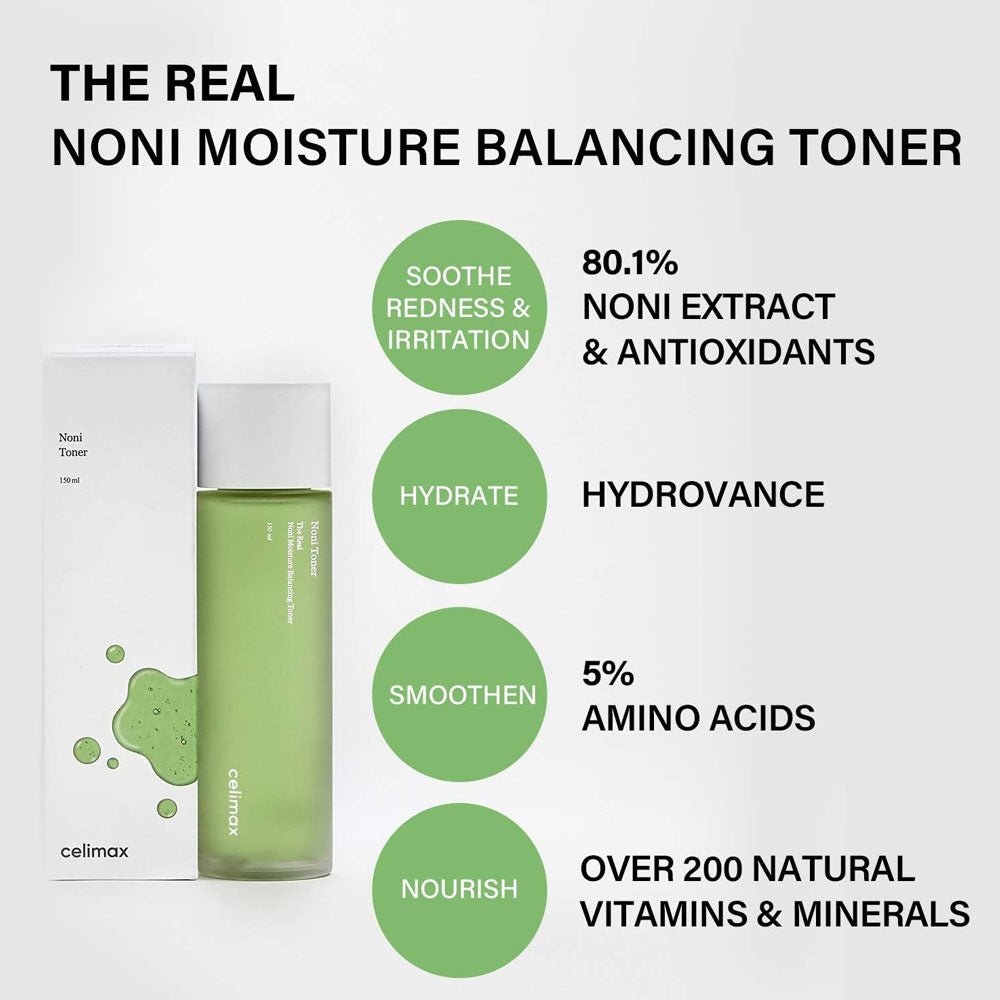 Celimax The Real Noni Moisture Balancing Toner 150 ml Hydration Balance & Skin Soothing (K Beauty)