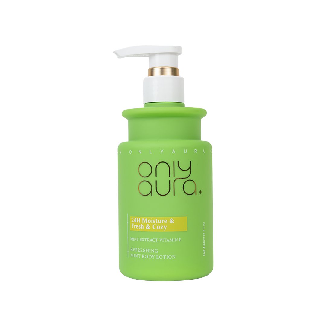 Only Aura Refreshing Mint Body Lotion 400ml – Deep Moisturizing Skincare Lotion for Cooling Fresh Feel, Soft Smooth Skin, Lon