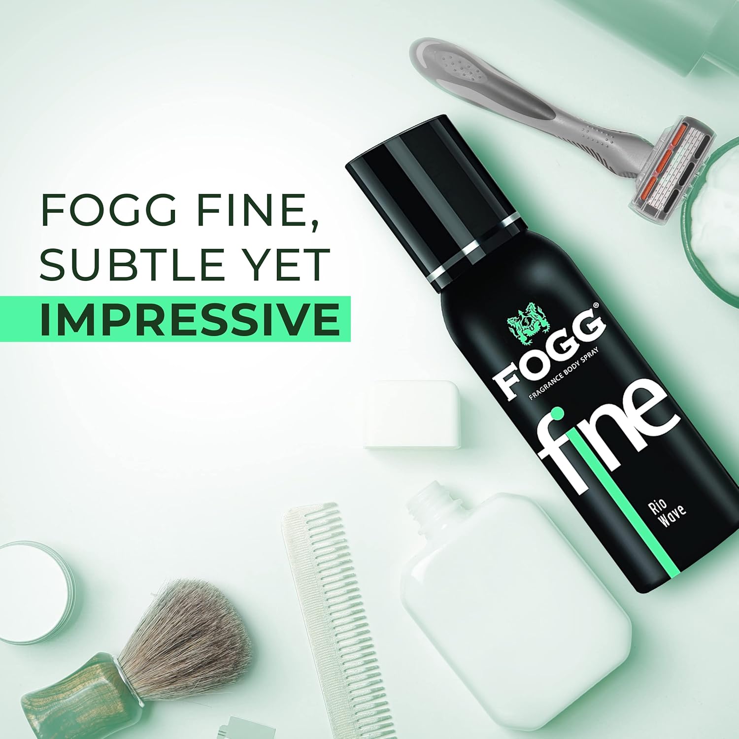 FOGG Fine Rio Wave Body Spray 120ml - Long Lasting Fresh Aquatic Masculine Fragrance Deodorant Spray for Men Daily Wear