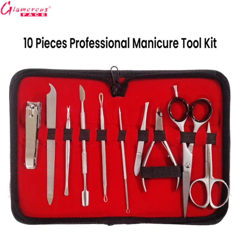 Glamorous Face 10 Pieces Professional Manicure Tool Kit