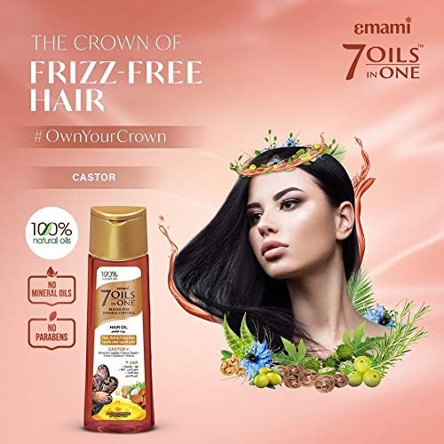 Emami 7 in 1 Blends Damage Control Castor Hair Oil 200ml - Nourishing Hair Care Oil for Hair Repair, Smooth Shiny & Strong He