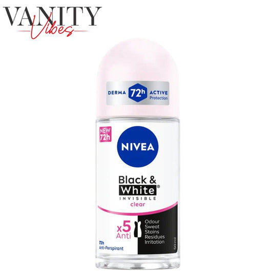 Nivea Black & White Invisible Clear 72H Active Anti Perspirant Roll on 50ml