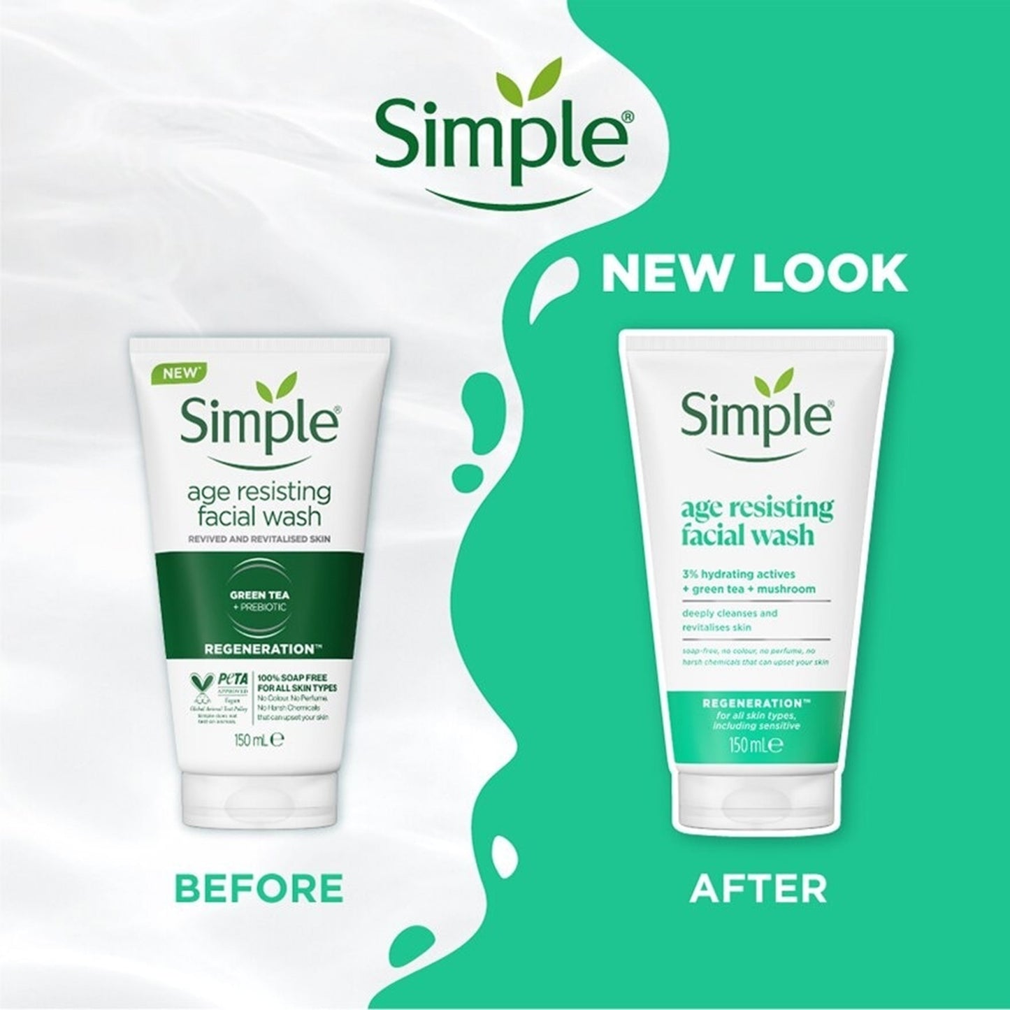Simple Age Resisting Facial Wash Regeneration 150 ml Anti Aging Cleanse & Skin Revitalizing Care