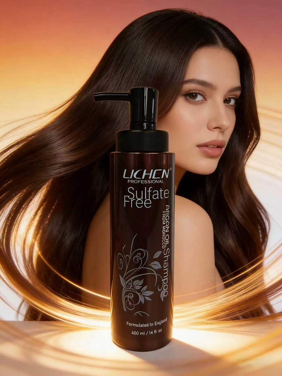 Lichen Sulphate Free Argan Oil Shampoo 400ml – Deep Nourishing Hair Care for Soft, Smooth, Frizz Free & Shiny Hair