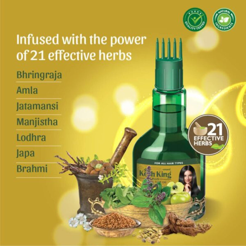 Emami Kesh King Plus 21 Herbs Hair Oil 100ml - Ayurvedic Hair Care Oil for Strong Hair Growth, Hair Fall Control & Healthy Sc
