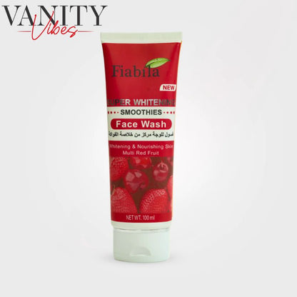 Fiabila Super Whitening Smoothies Face Wash 100ml Multi Red Fruit Cleanser for Glowing & Soft Skin