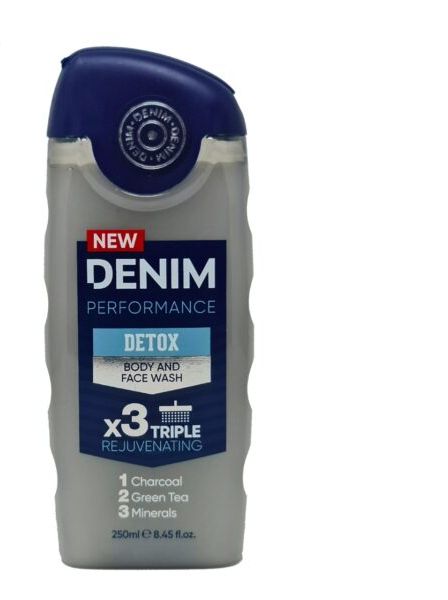 Denim Performance Detox Body and Face Wash X 3 Triple Rejuvenating Charcoal Green Tea Minerals 250 ml