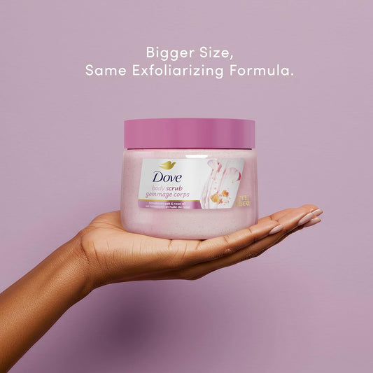 Dove Exfoliating Body Scrub Himalayan Salt & Rose Oil 425g - Gommage Corps Body Polish for Smooth & Soft Skin