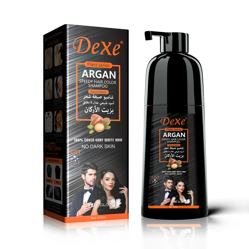 Dexe Hair Color Shampoo with Argan Oil Speedy Natural Black 420 ml Quick Color & Nourishing Care