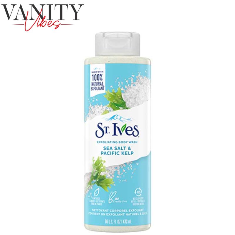 St Ives Exfoliating Body Wash Sea Salt & Pacific Kelp 450ml Deep Cleansing & Refreshing