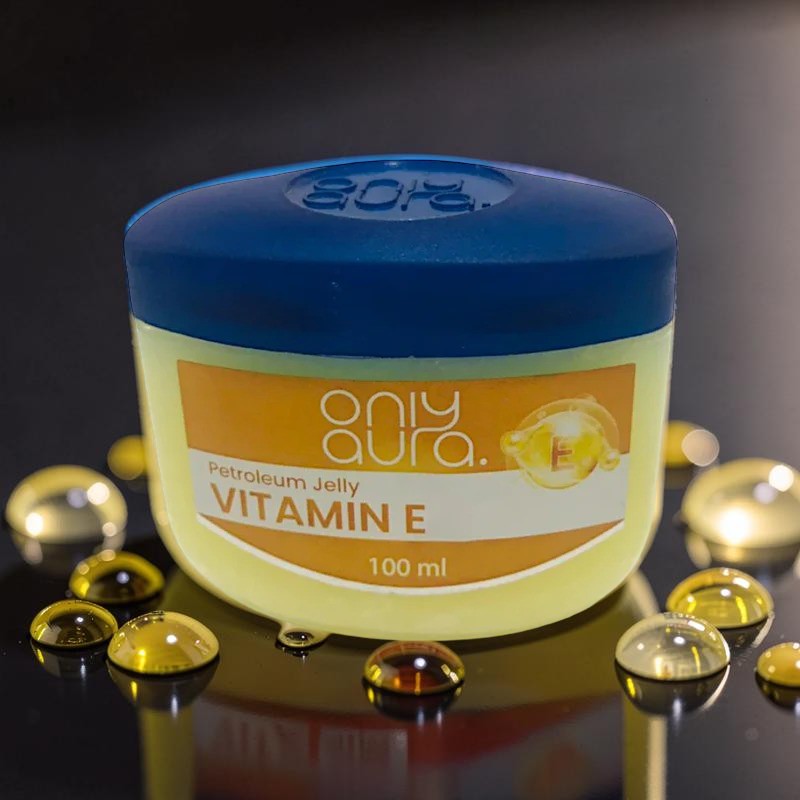 Only Aura Vitamin E Petroleum Jelly 100ml – Deep Moisturizing Skincare Jelly for Dry Skin Repair, Soft Smooth Skin, Antioxida