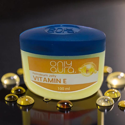 Only Aura Vitamin E Petroleum Jelly 100ml - Deep Moisturizing Skincare Jelly for Dry Skin Repair, Soft Smooth Skin, Antioxida