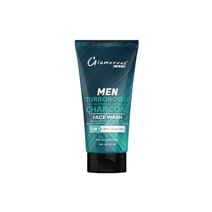 Glamorous Face Men Face Wash Turbo Boost Charcoal 3-in-1