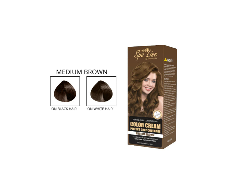 Glamorous Face by Spa Line Hair Color Cream Perfect Gray Coverage (Medium Brown)