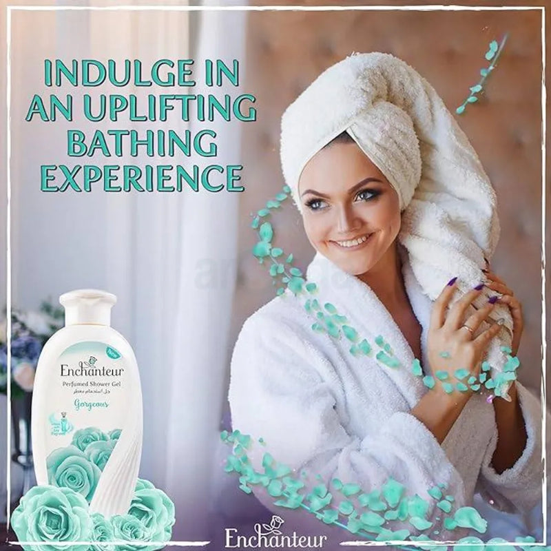 Enchanteur Gorgeous Perfumed Shower Gel 250ml - Deep Cleansing Moisturizing Body Wash with Long Lasting Floral Fragrance for 