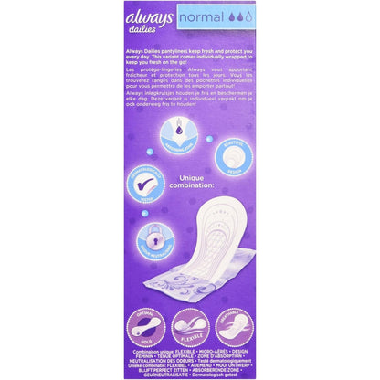Always Daily Fresh Normal Wrapped Pantyliners 20pcs - Fresh Scent Daily Liners for Everyday Freshness, Individually Wrapped, 