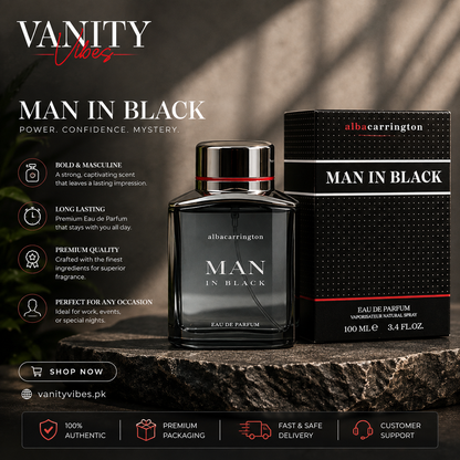 Alba Men in Black Eau de Parfum 100ml - Long Lasting Perfume for Men, Daily & Occasion Wear