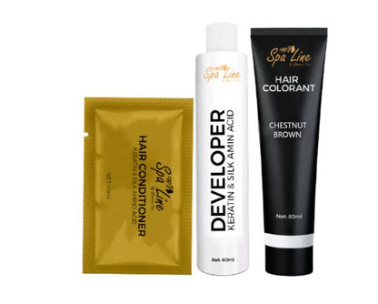 Spa Line Hair Color Cream Perfect Gray Coverage (Chestnut Brown)