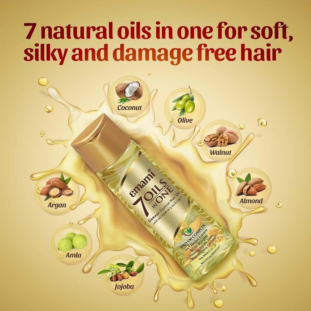 Emami 7 Oils in One Damage Control Hair Oil 200ml - Nourishing Hair Care Oil for Hair Fall Control, Smooth Shiny & Strong Hea