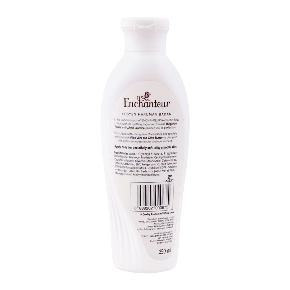 Enchanteur Romantic Moisture Silk Perfumed Body Lotion Aloe Vera & Olive Butter 250ml