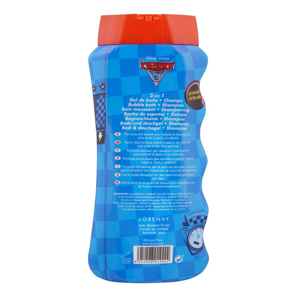 Lorenay Disney Cars 95 2-in-1 Bubble Bath & Shampoo 475ml - Gentle Kids Hair & Body Wash for Soft Cleansing, Fun Bath Experie