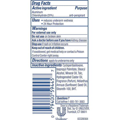 Dove Bloom 24H Invisible Solid Antiperspirant Deodorant Stick 74g