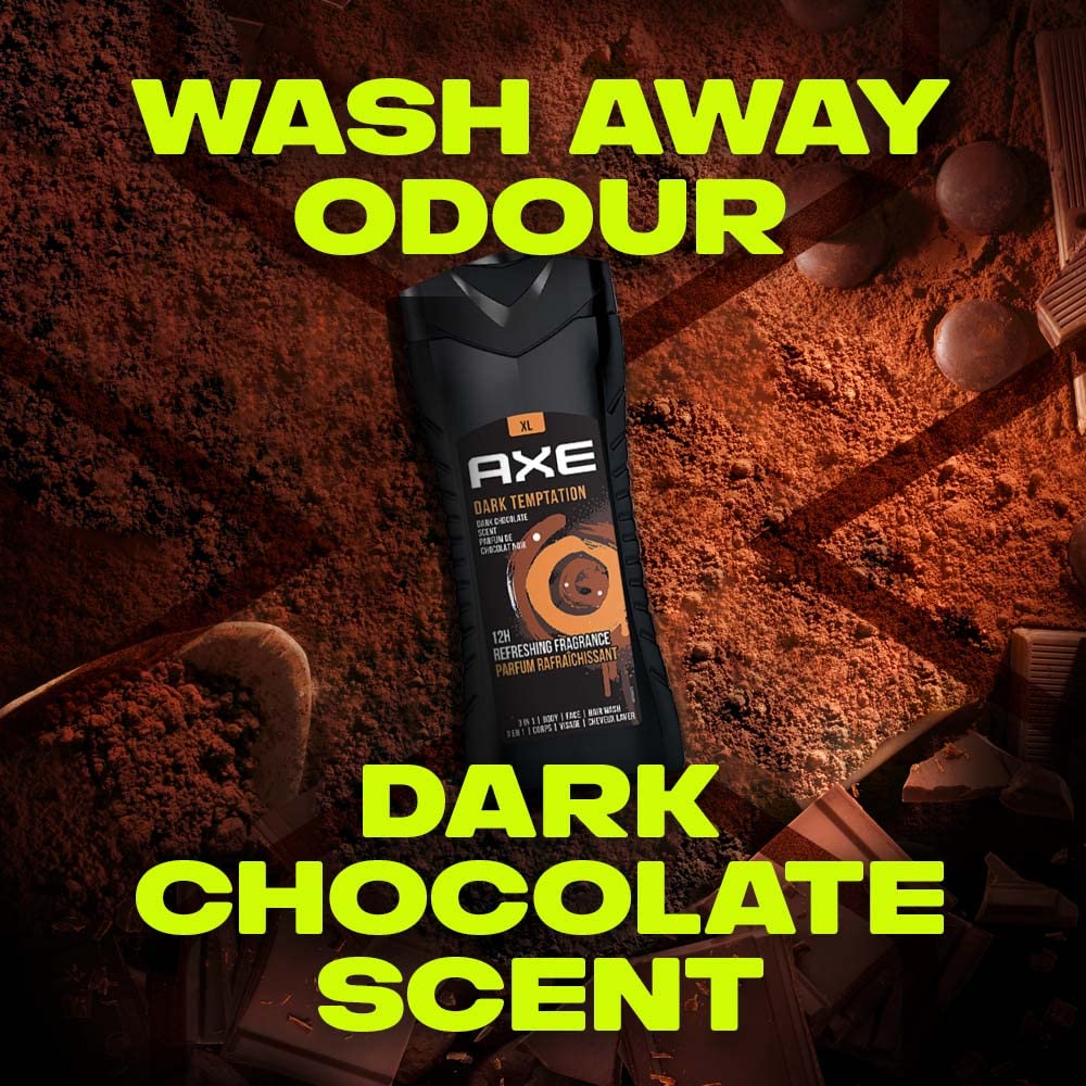 Axe Dark Temptation 12h Long Lasting Fragrance 3 In 1 Body Wash 400ml