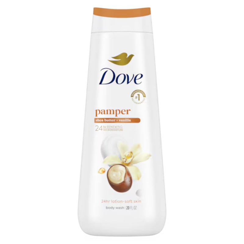 Dove, Pamper Body Wash, Shea Butter + Vanilla, 20 fl oz-591ml