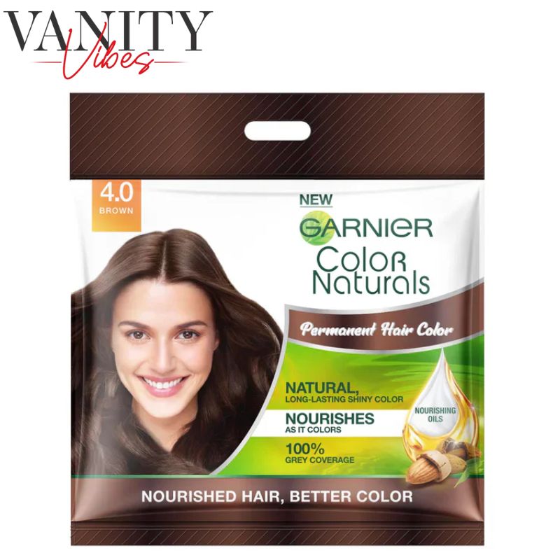 Garnier Color Naturals Hair Color Sachet 4.0 Brown 30 ml Nourishing & Long-Lasting Hair Color