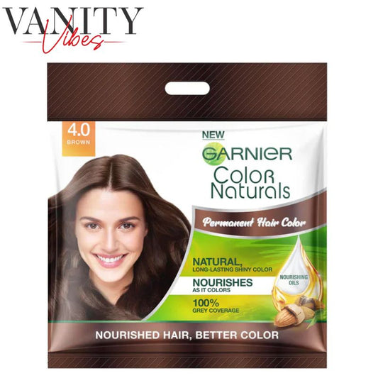Garnier Color Naturals Hair Color Sachet 4.0 Brown 30 ml Nourishing & Long-Lasting Hair Color