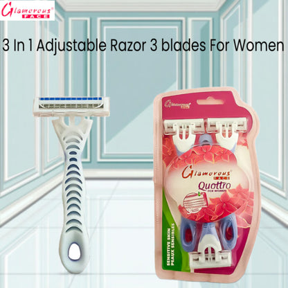 Glamorous Face 3 In 1 Adjustable Razor 3 blades For Women