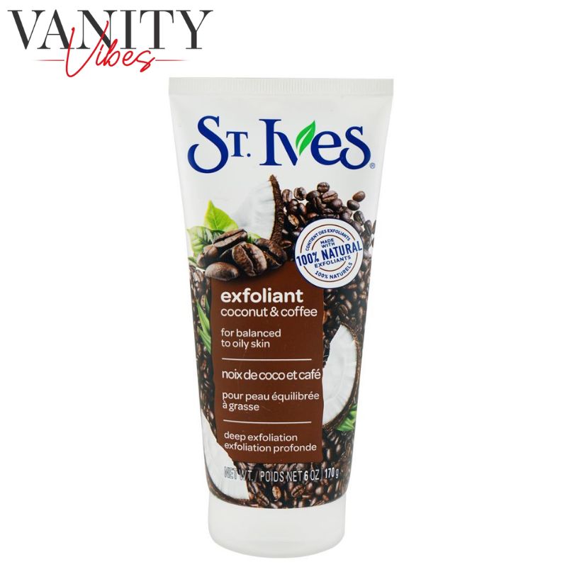 St. Ives Exfoliant Coconut & Coffee Scrub Tube Oil & Paraben Free For Balanced Skin 170g
