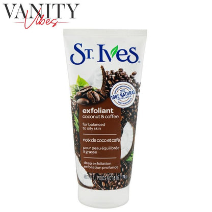 St. Ives Exfoliant Coconut & Coffee Scrub Tube Oil & Paraben Free For Balanced Skin 170g