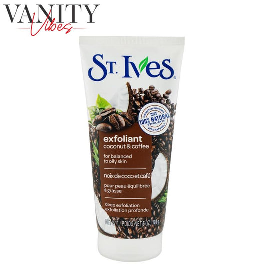 St. Ives Exfoliant Coconut & Coffee Scrub Tube Oil & Paraben Free For Balanced Skin 170g