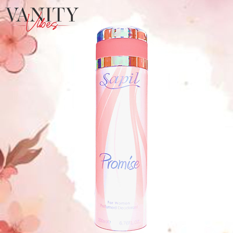 Sapil Promise Deodorant Body Spray for Women 200ml - Long Lasting Floral Feminine Fragrance Spray with All Day Freshness, Odo