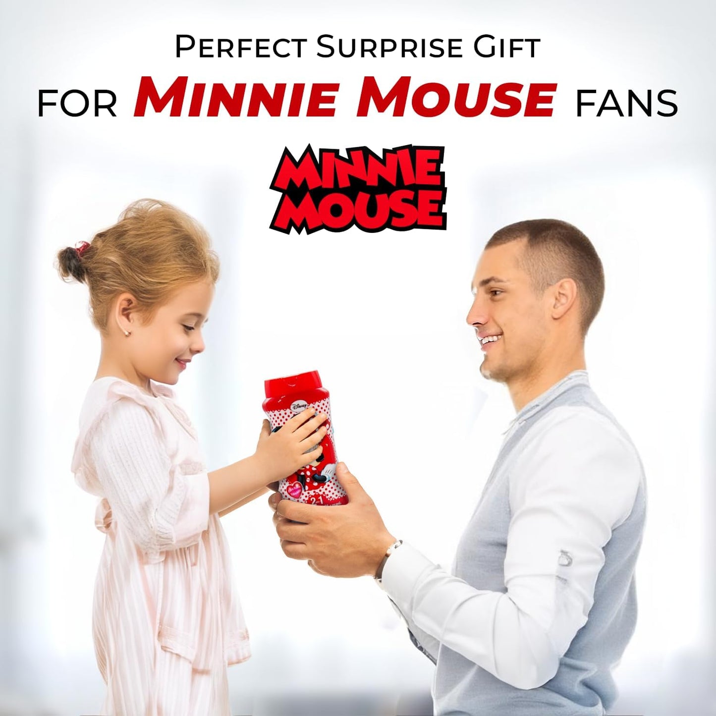 Lorenay Disney Minnie 2-in-1 Bubble Bath & Shampoo 475ml - Gentle Kids Hair & Body Wash for Soft Cleansing, Tear-Free Formula