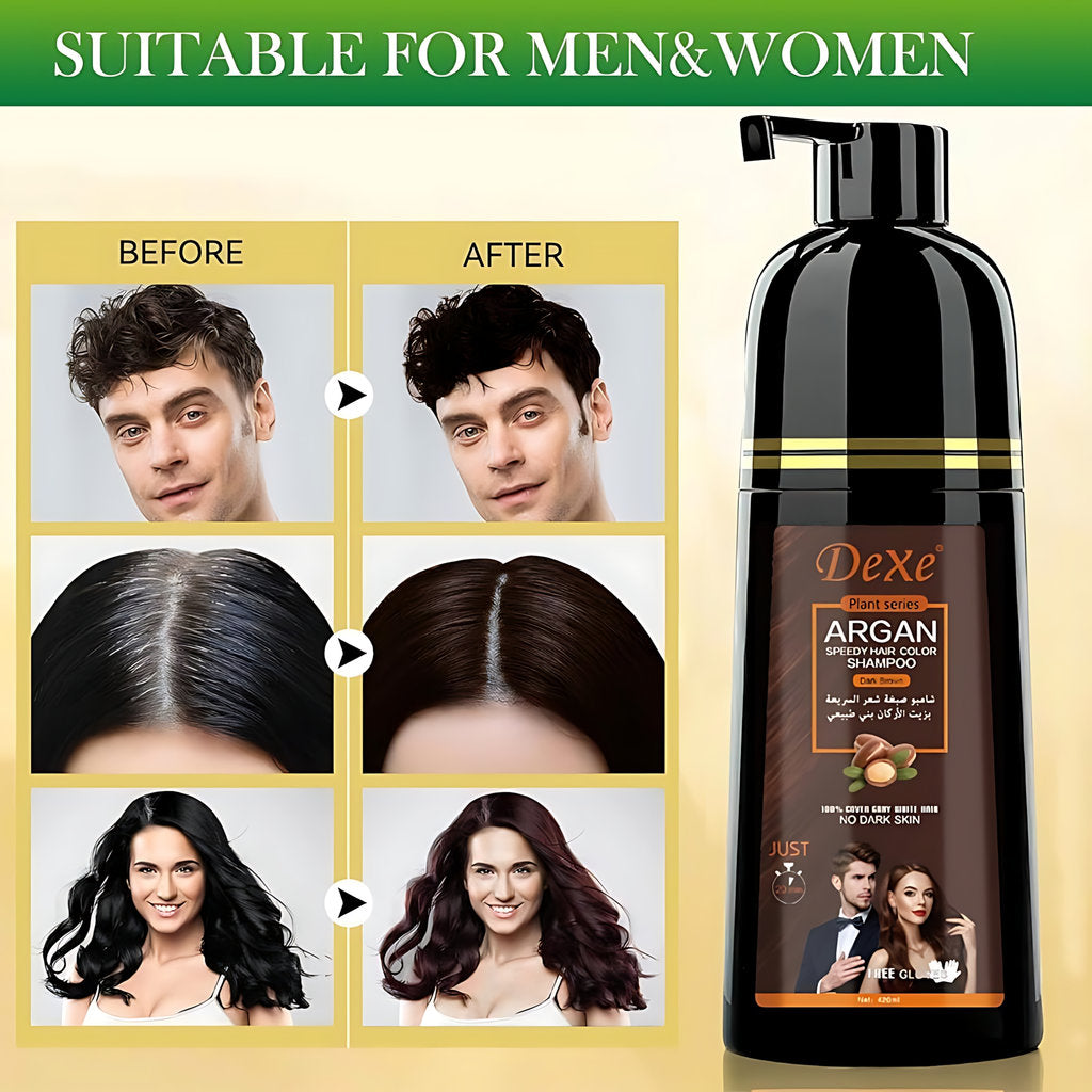 Dexe Hair Color Shampoo with Argan Oil Speedy Natural Black 420 ml Quick Color & Nourishing Care