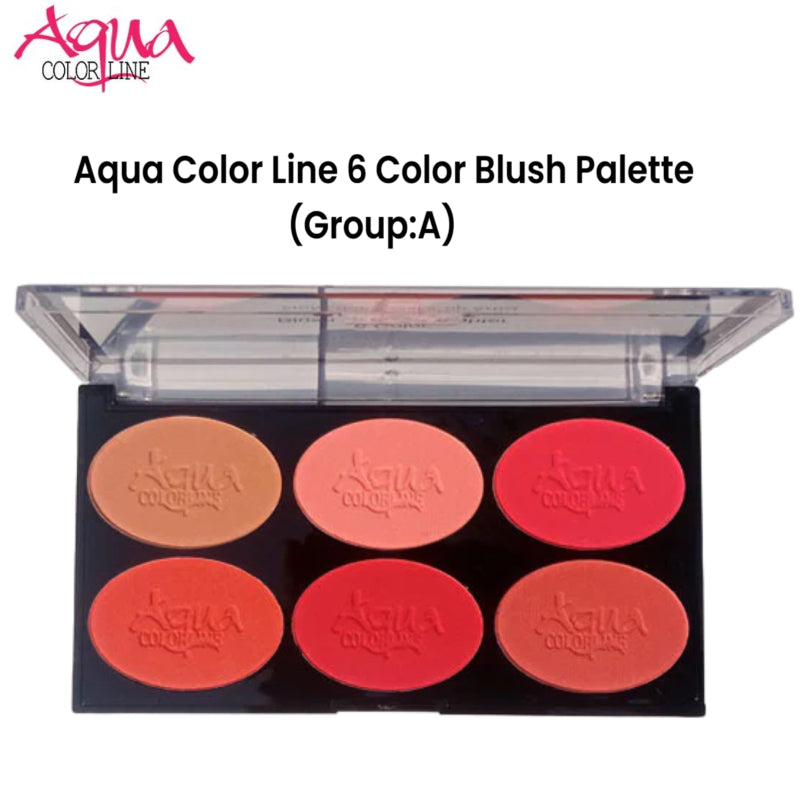 Aqua Color Line 6 Color Blush Palette (Group:A)